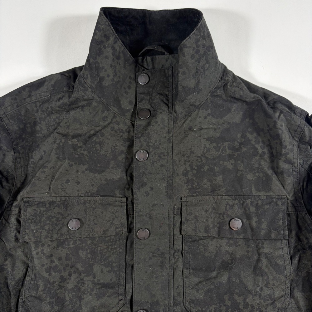 Stio Field Jacket Mens Large Splatter Print Utility Coat Black